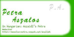 petra aszalos business card